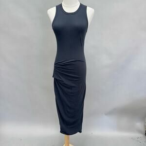 James Perse black cutaway ruched midi tank Dress size 1/Small